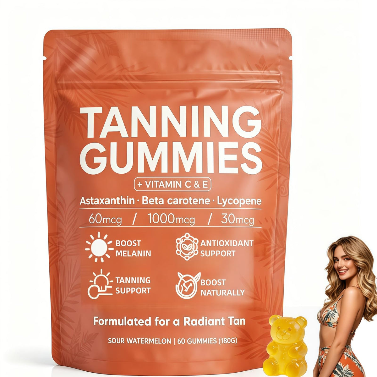 STDKDFW Astaxanthin Gummies front view in resealable pouch