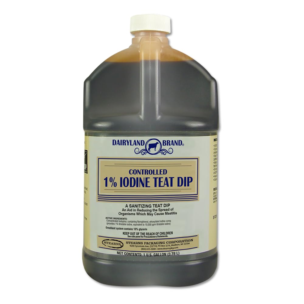 STEARNS 1% Controlled Iodine Teat Dip 1 Gallon packaging front view