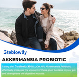 Steblowlly Akkermansia Probiotic Capsules on a wooden surface