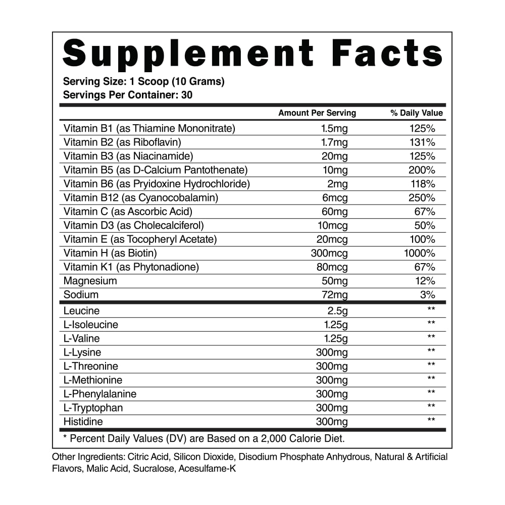 Steel Supplements BCAA EAA Powder 405g back view