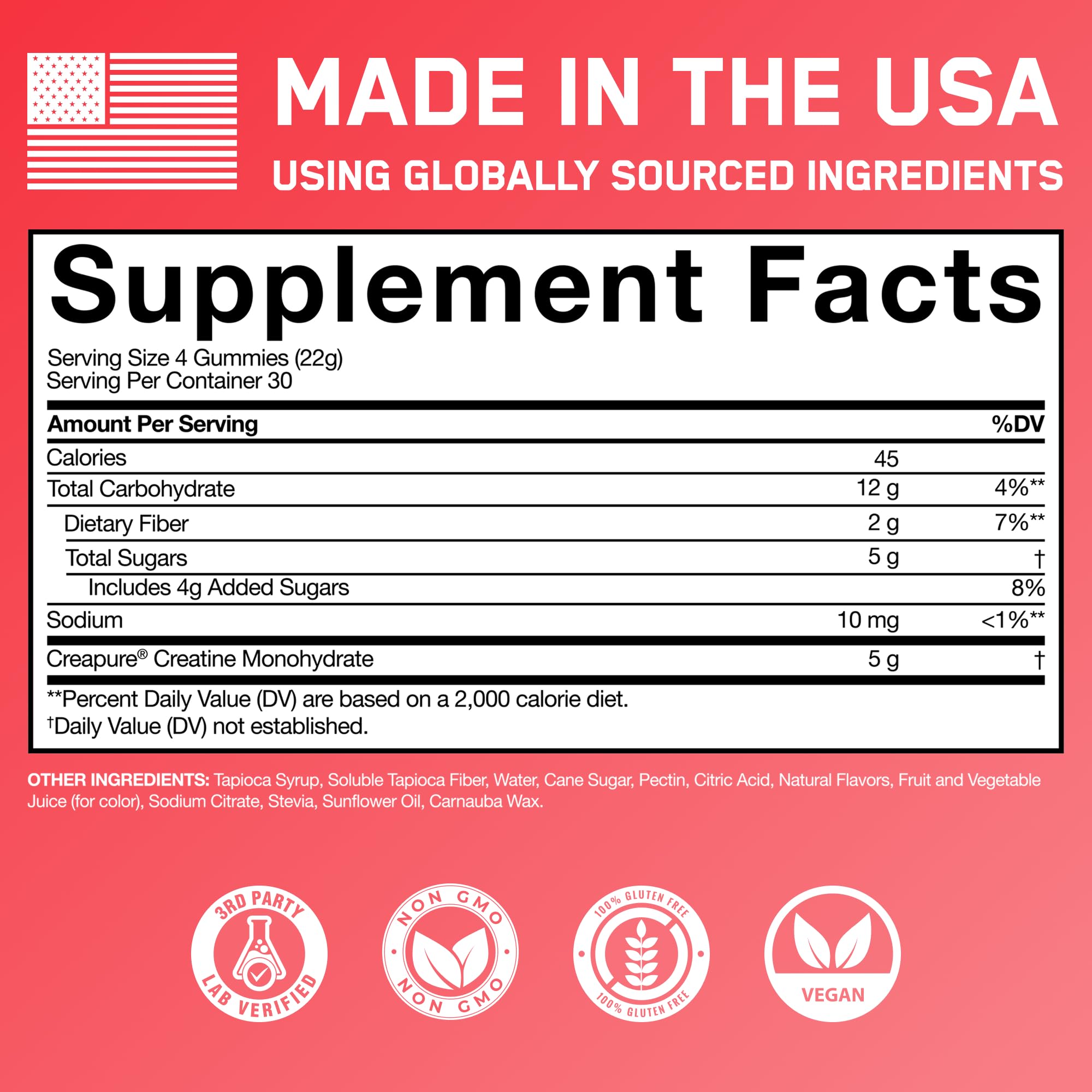 SteelFit Creatine Monohydrate Gummies on a gym bench