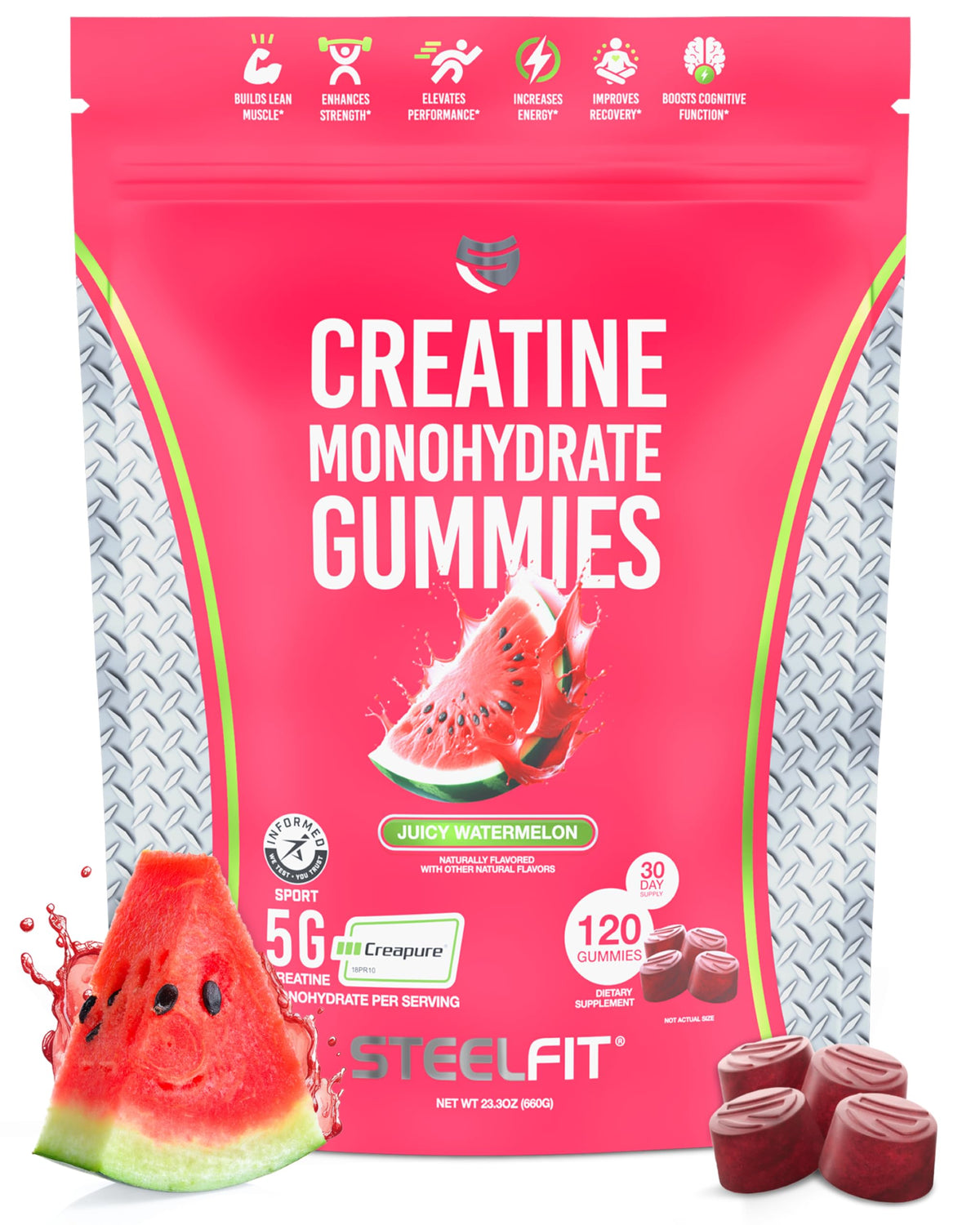 SteelFit Creatine Monohydrate Gummies packaging front view