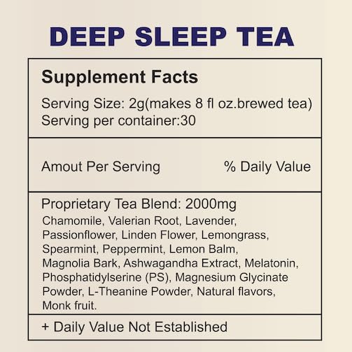 Steeping Truth Leaves Deep Sleep Bedtime Tea in a cup