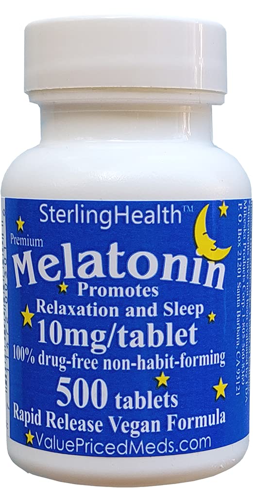 SterlingHealth Melatonin 10mg tablets bottle front view