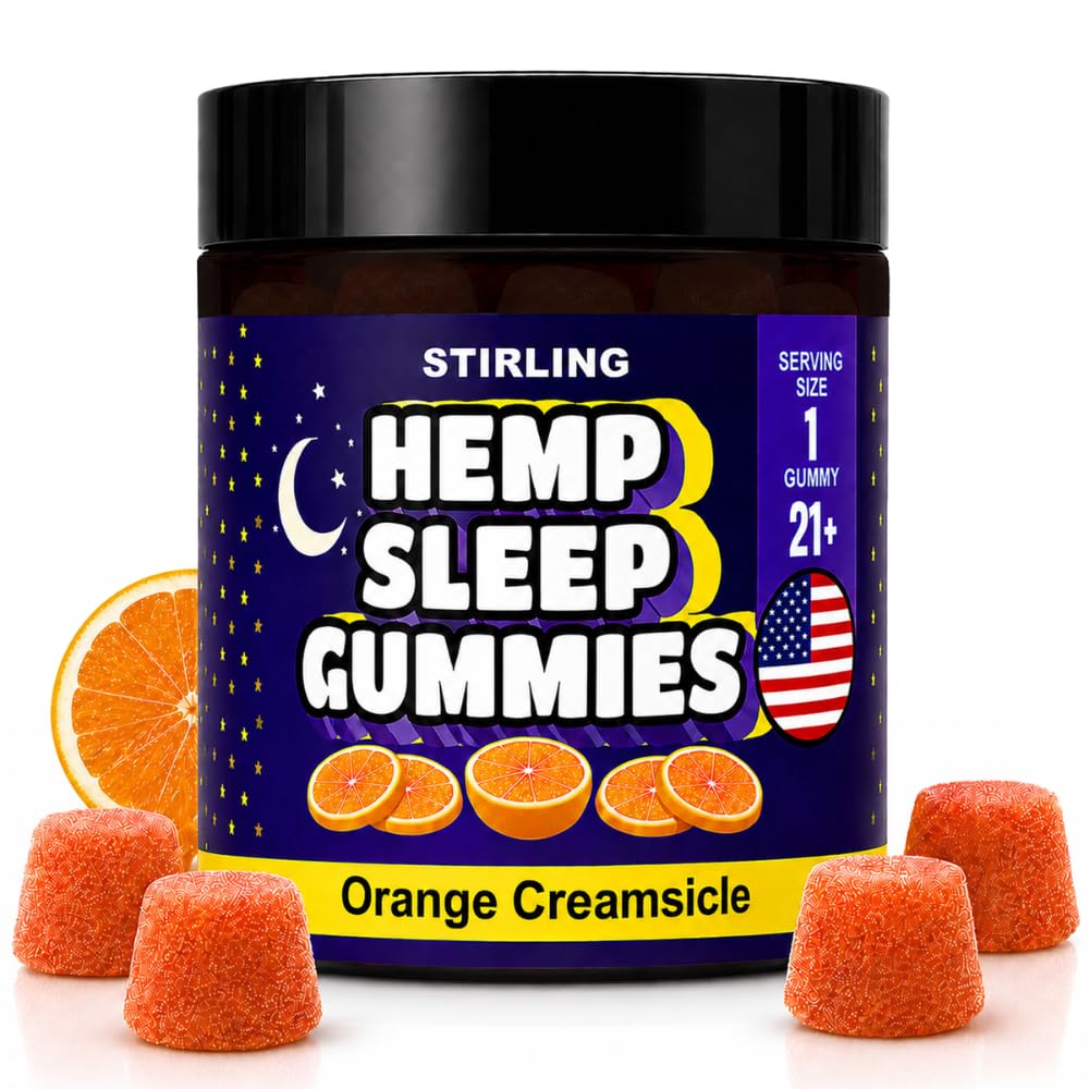 STIRLING Hemp Sleep Gummies front view with packaging