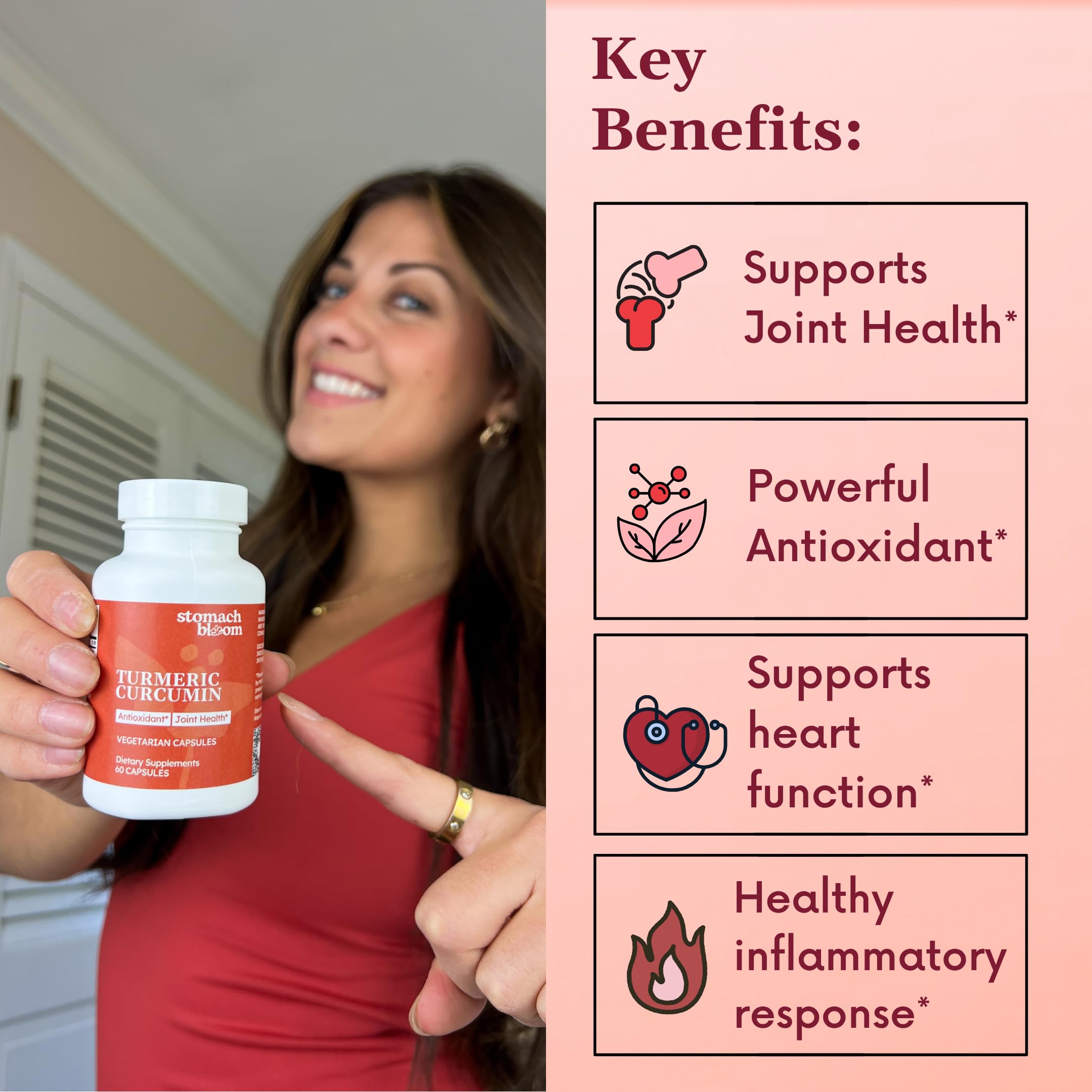 Stomach Bloom Turmeric Curcumin Capsules with Boswellia close-up