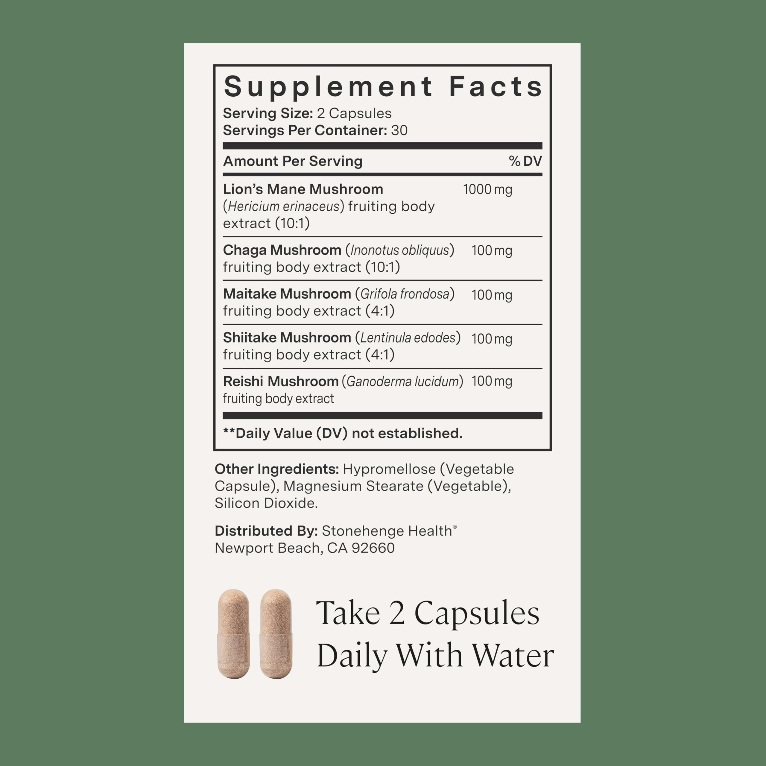 Stonehenge Health Dynamic Mushrooms supplement packaging