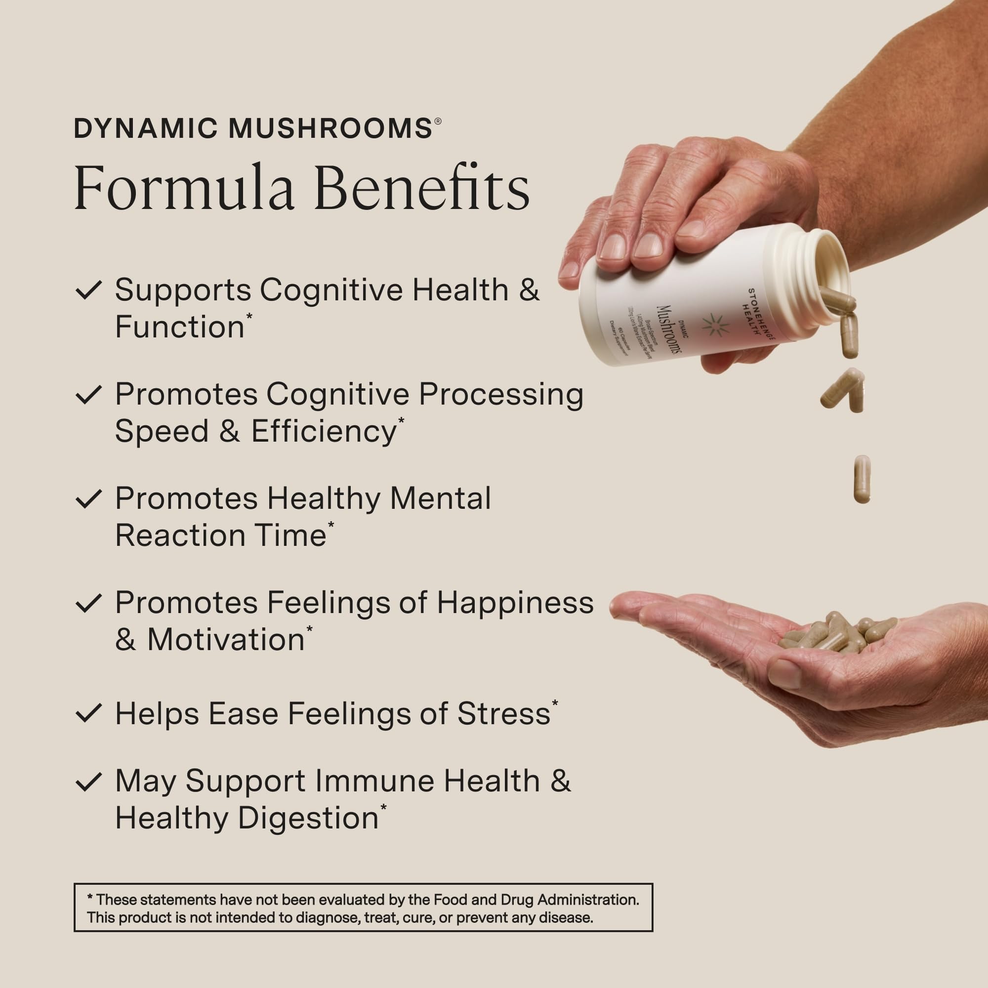 Stonehenge Health Dynamic Mushrooms supplement side view