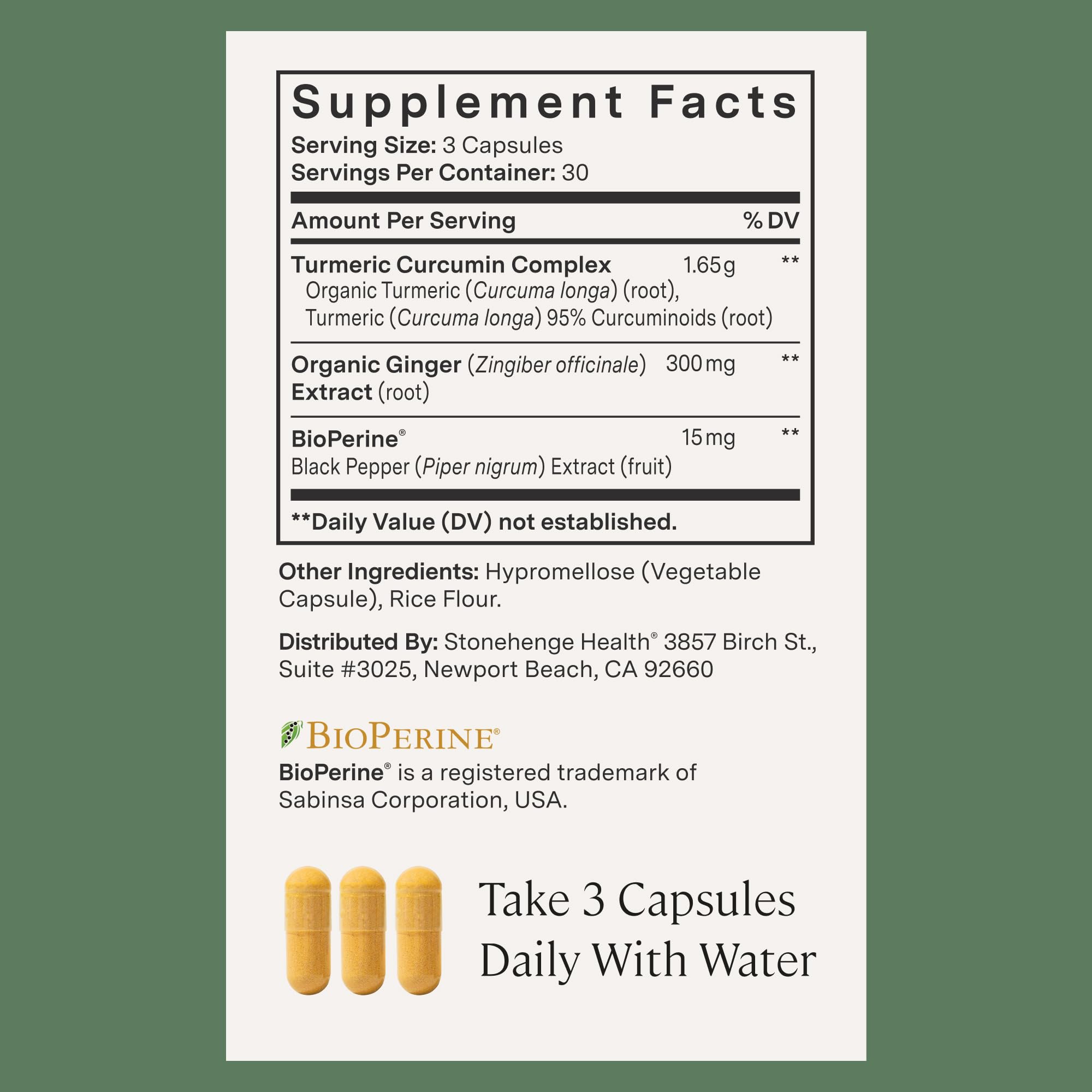 Stonehenge Health Organic Turmeric Curcumin Complex bottle with packaging