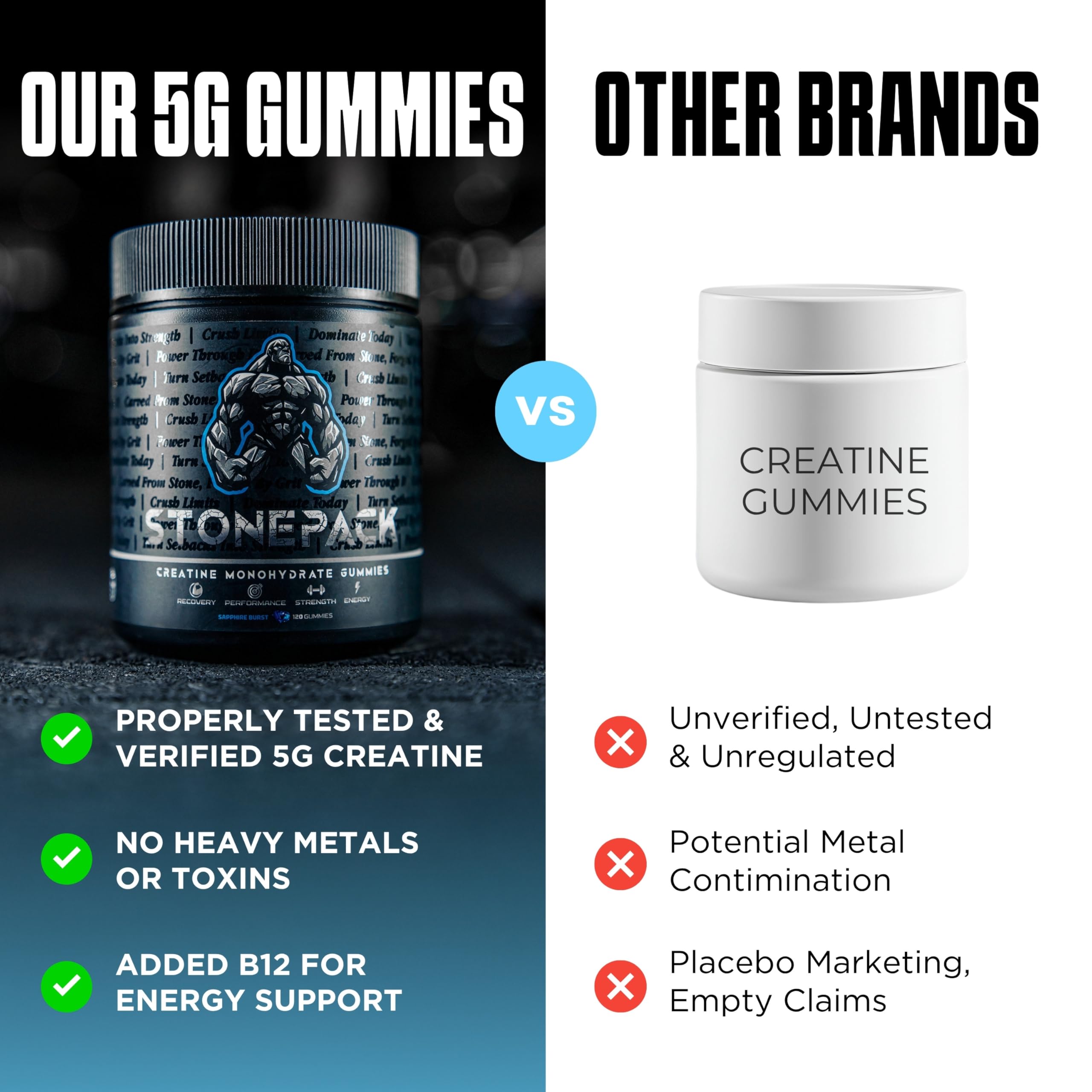 STONEPACK Creatine Gummies nutritional information label