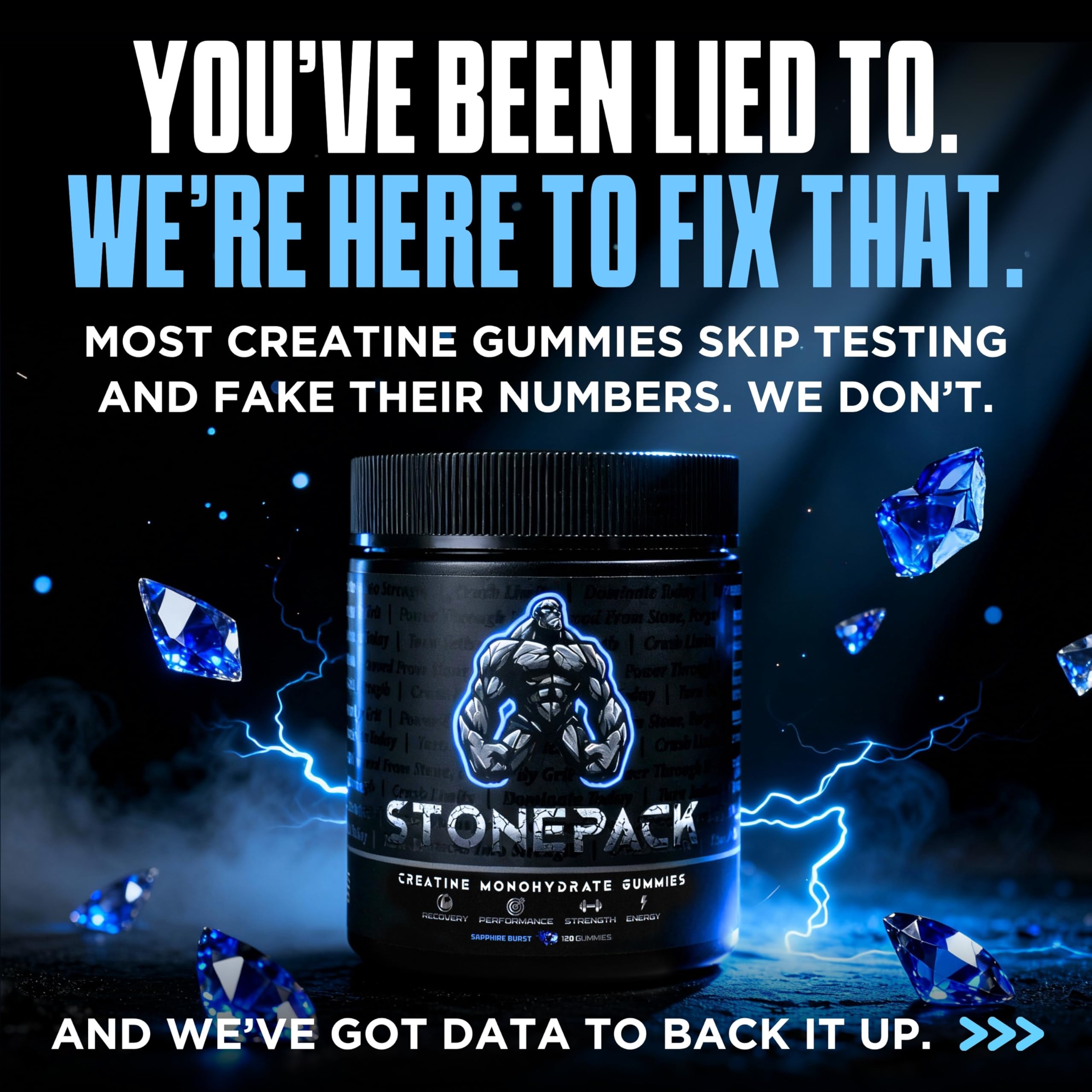 STONEPACK Creatine Gummies packaging side view