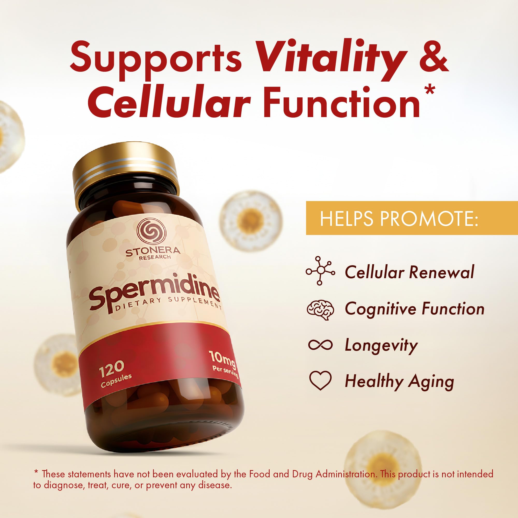 STONERA Spermidine Capsules 10mg bottle side view