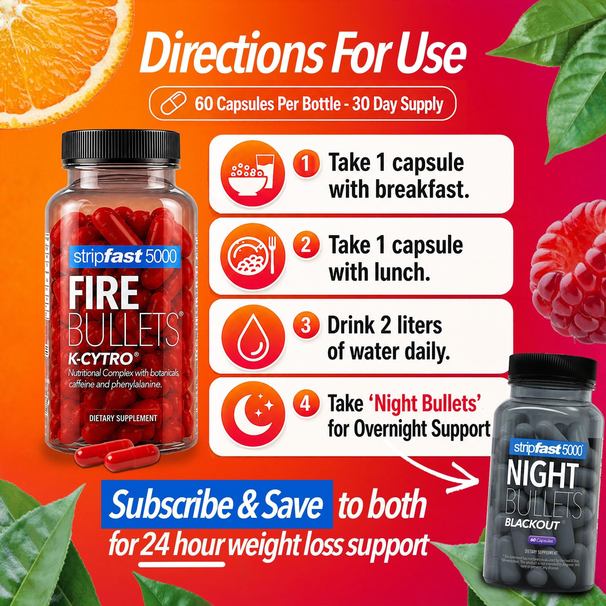 stripfast5000 Fire Bullets K-CYTRO Energy Capsules opened bottle