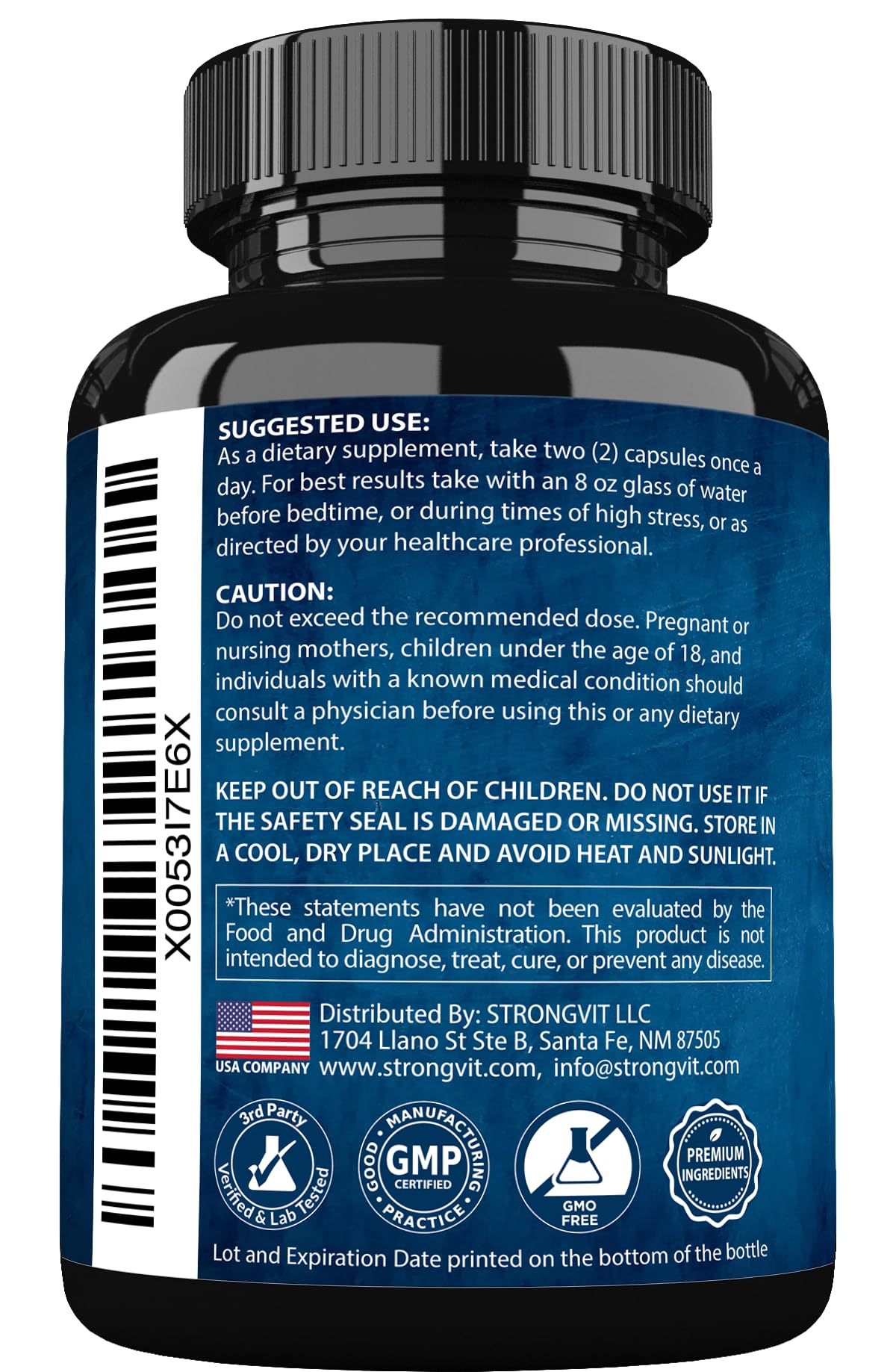 StrongVit Cortisol Supplements bottle with open cap