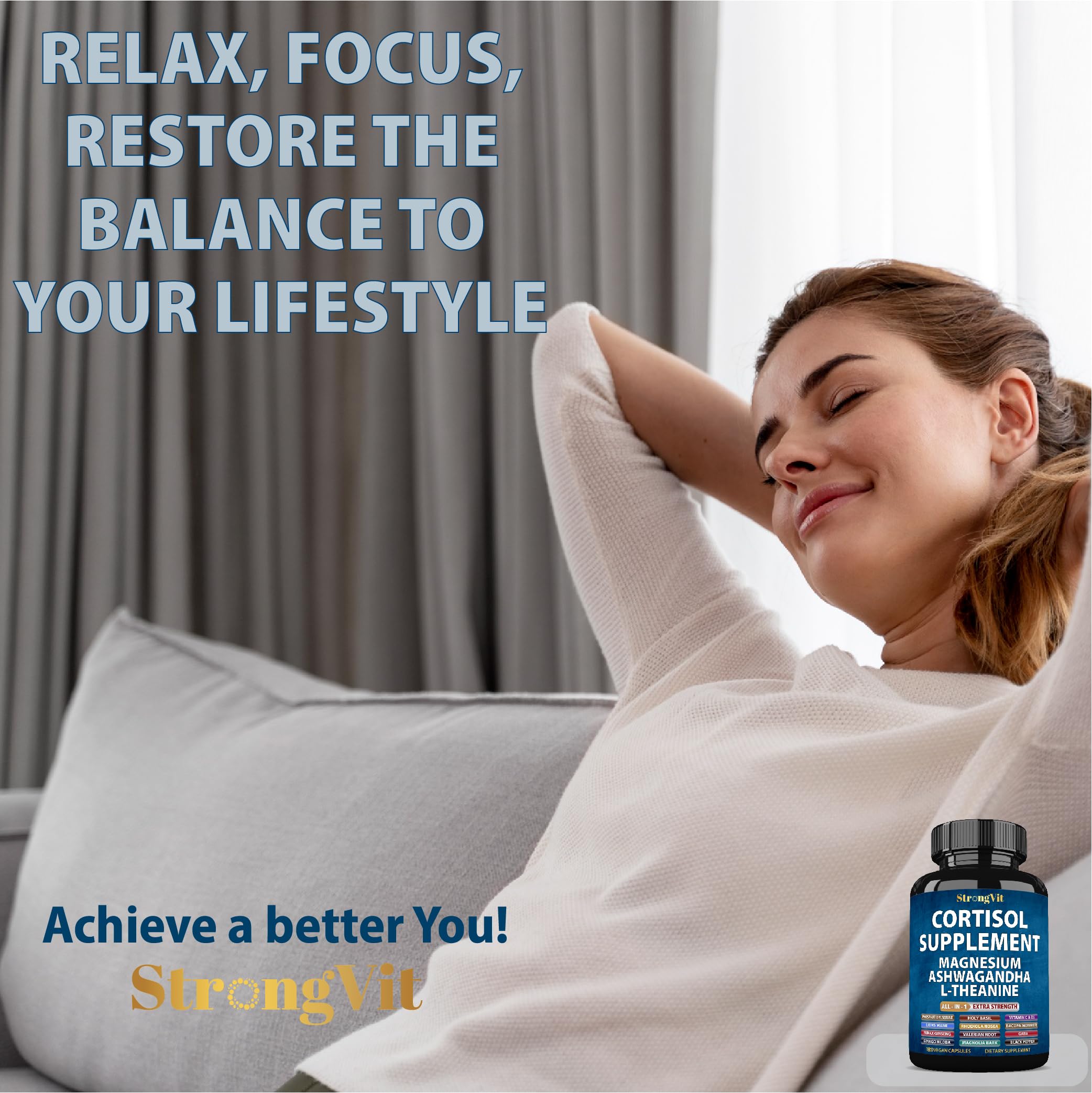 StrongVit Cortisol Supplements capsules in hand