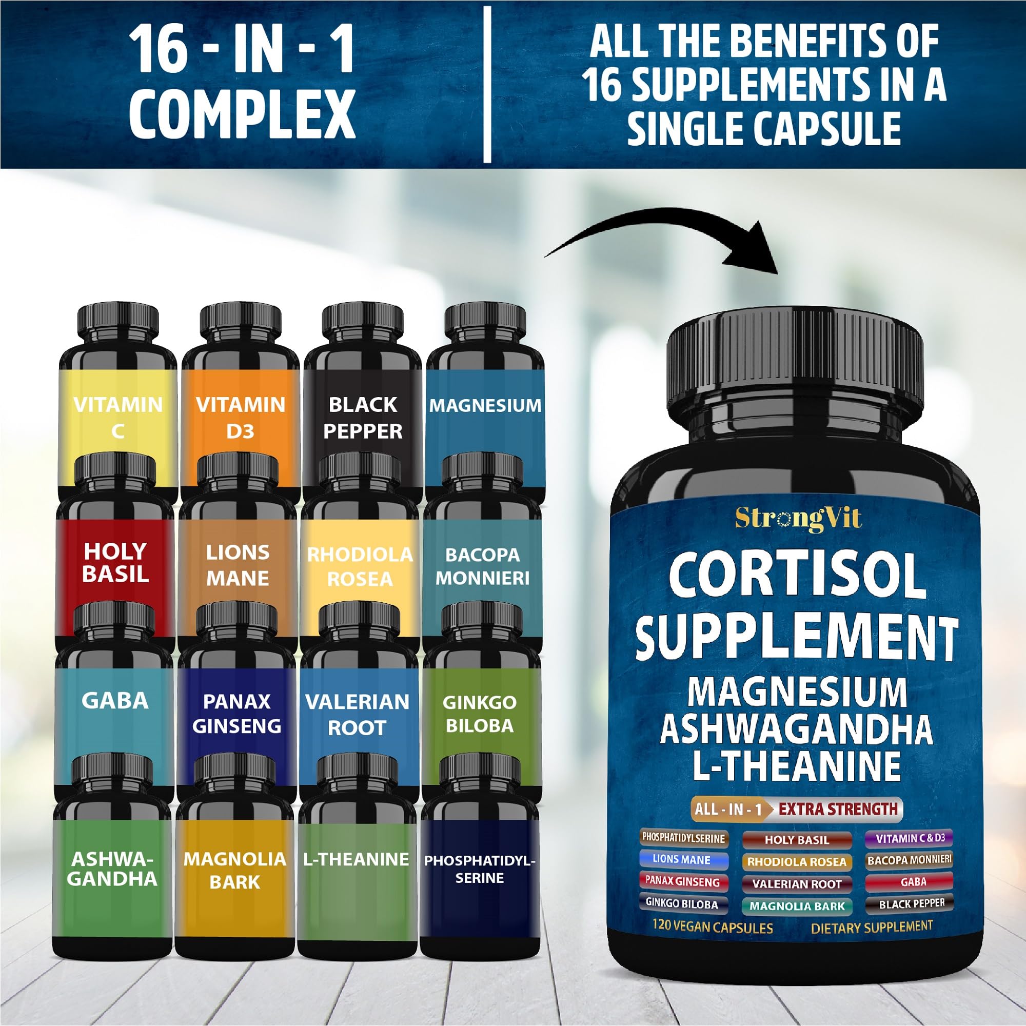 StrongVit Cortisol Supplements with measuring spoon