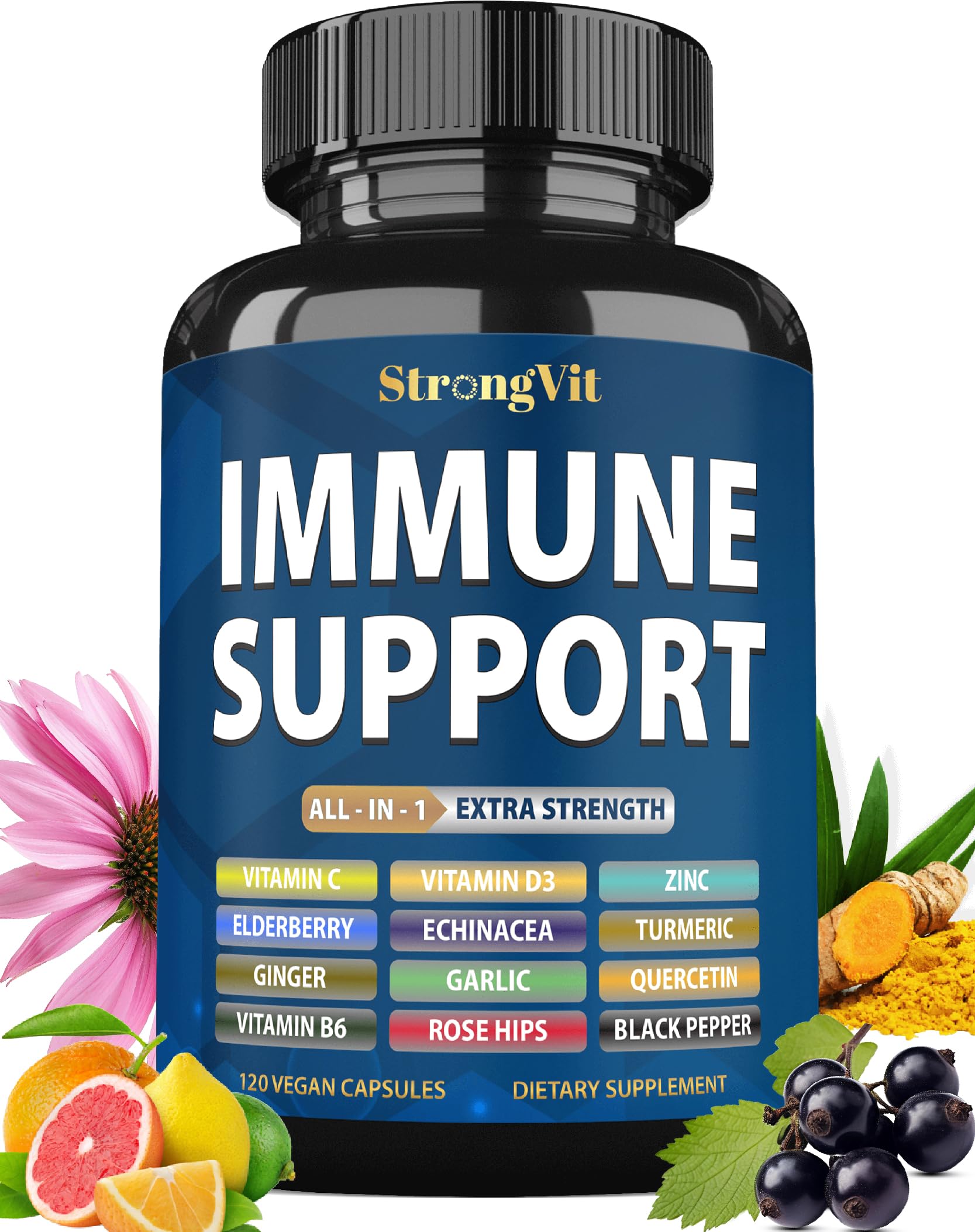 StrongVit daily wellness Support Complex 12-in-1 Supplement bottle front view