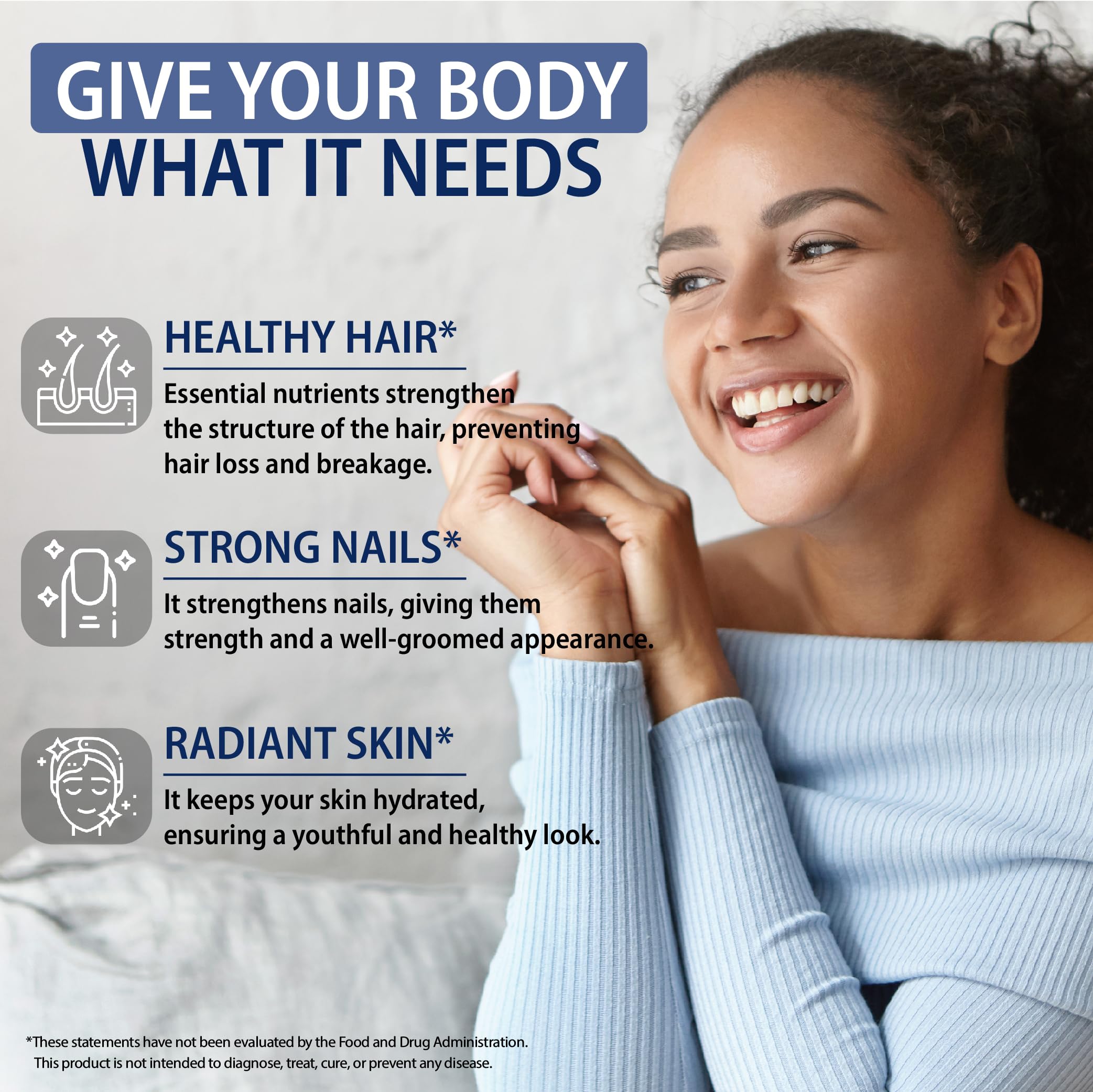 StrongVit Extra Strength Biotin Supplement capsules on a wooden surface