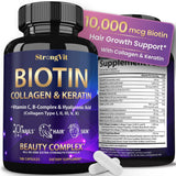 StrongVit Extra Strength Biotin Supplement front view with 60 capsules