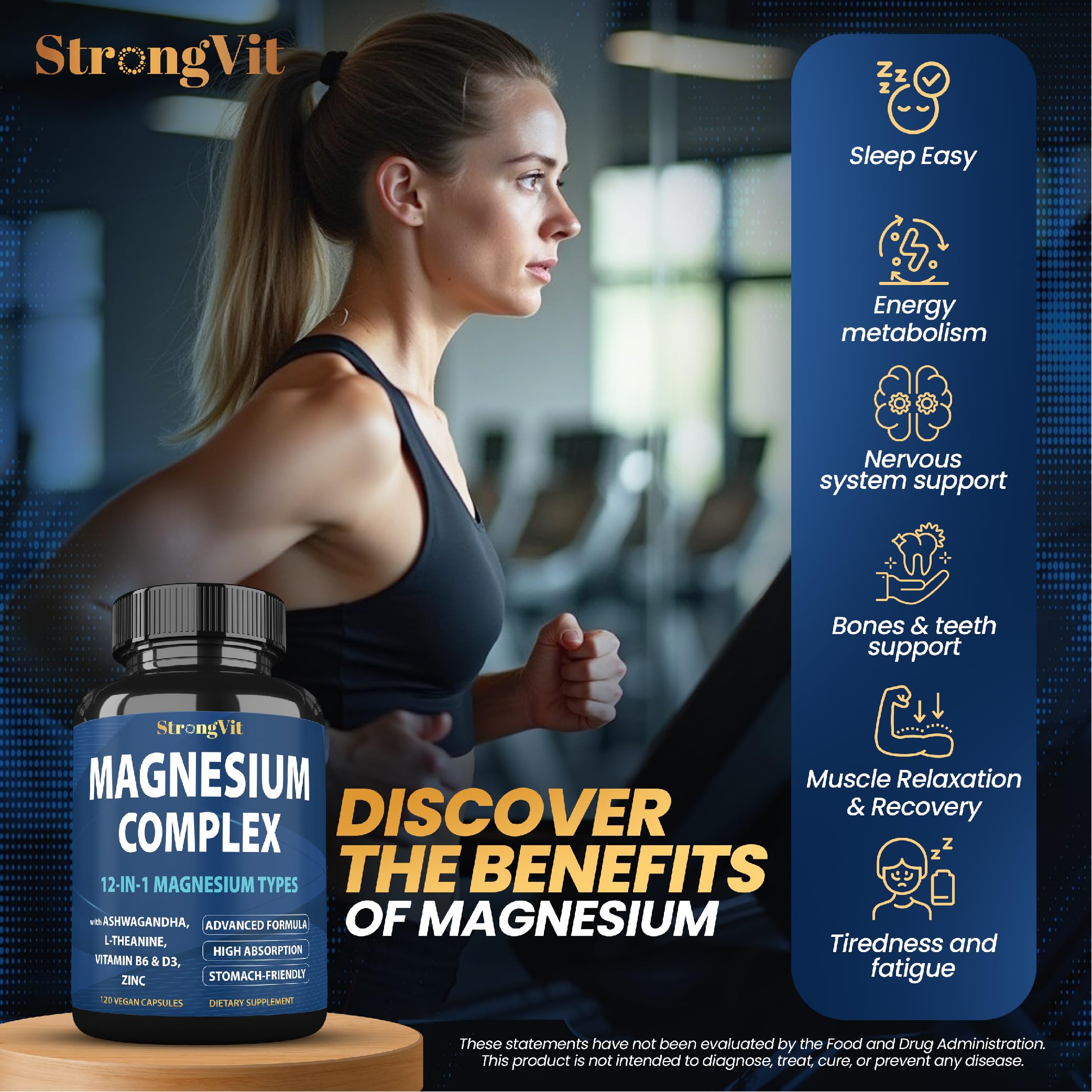 StrongVit Magnesium Supplement 1000mg bottle with capsules