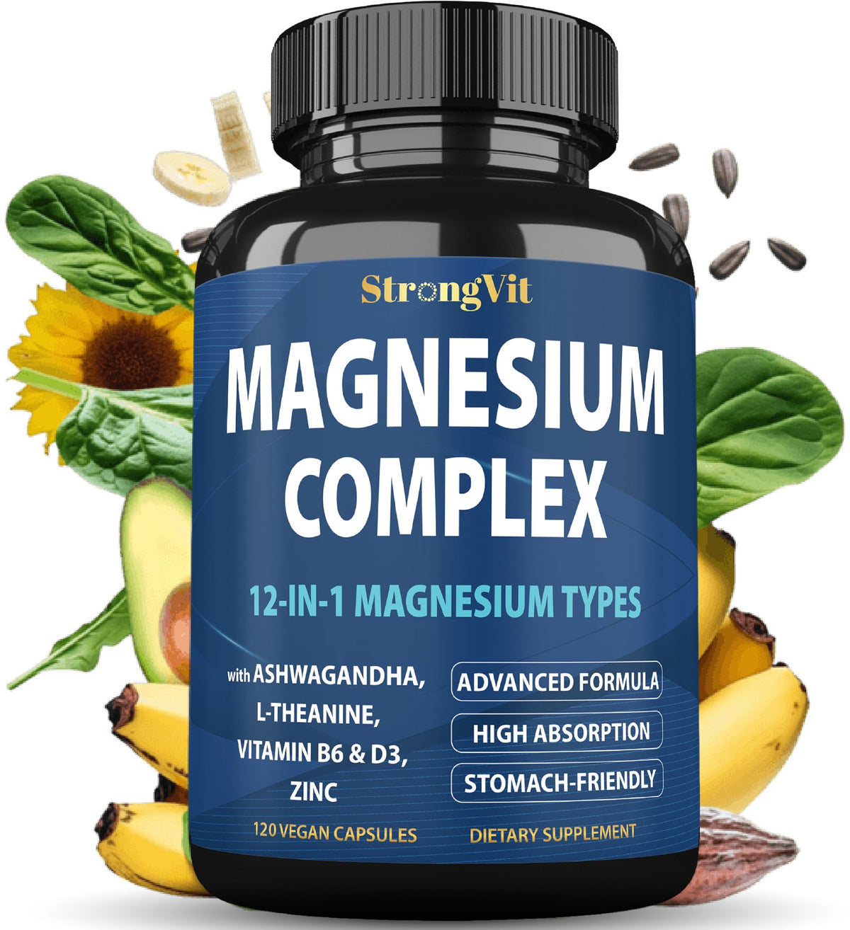 StrongVit Magnesium Supplement 1000mg front view