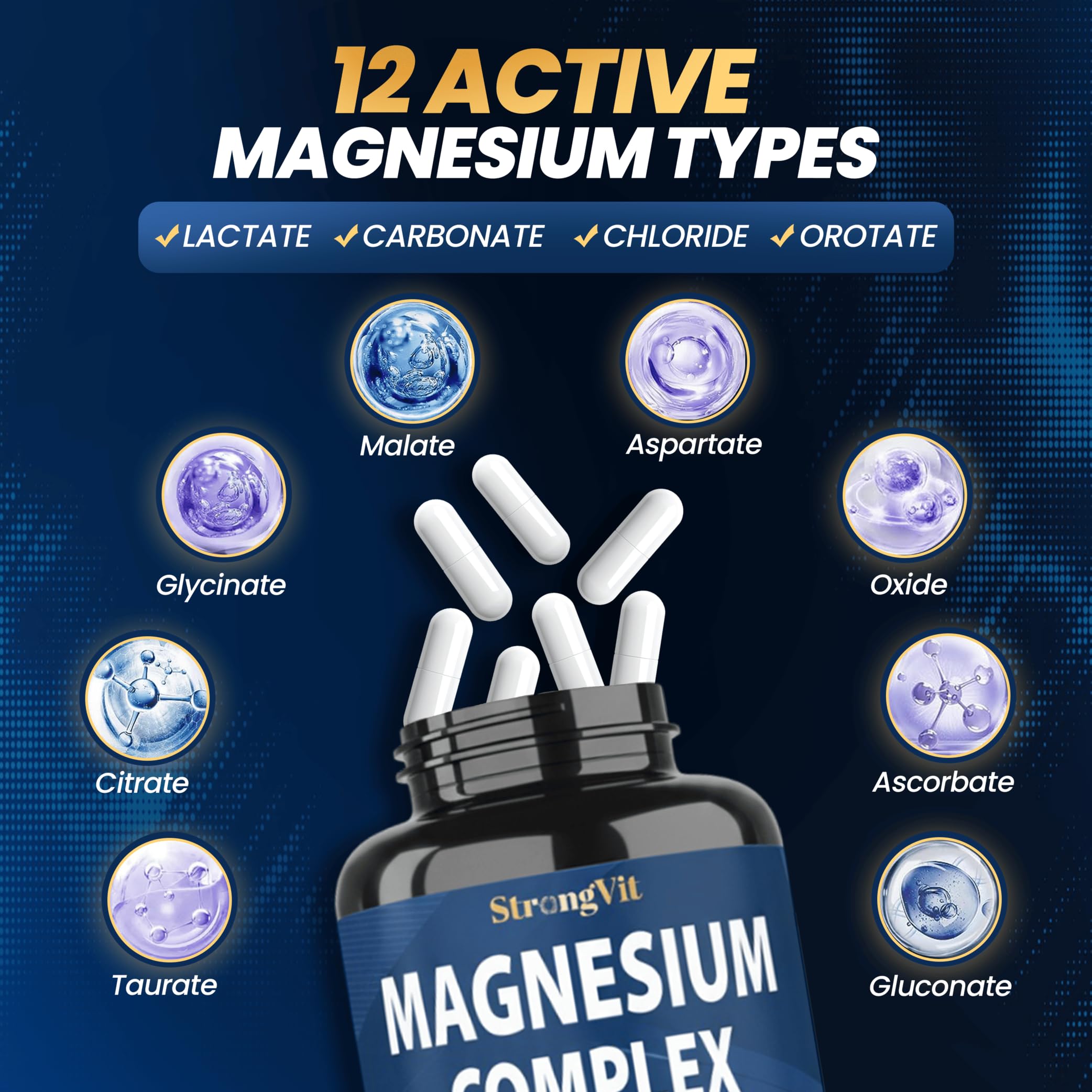 StrongVit Magnesium Supplement 1000mg side view