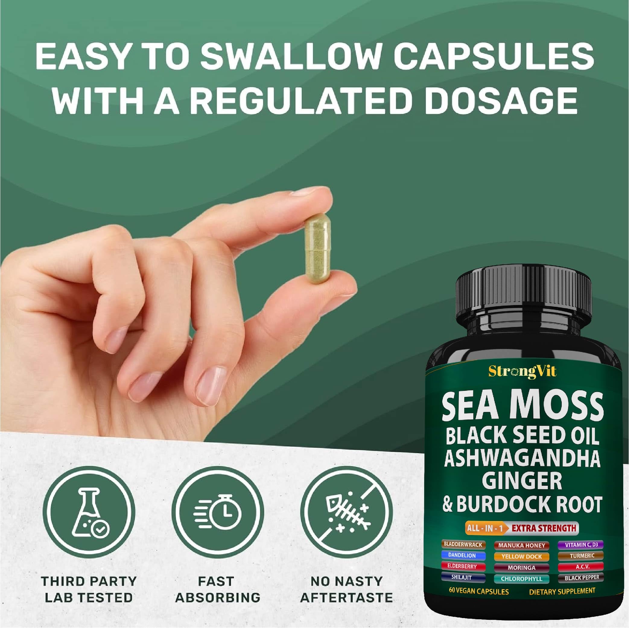 StrongVit Multimineral Capsules displayed with a glass of water