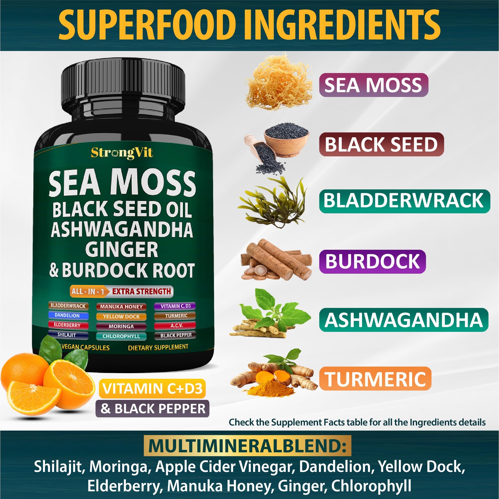 StrongVit Multimineral Capsules on a wooden table