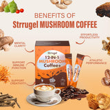 strrugel Mushroom Energy Supplement stick pack in a travel setting