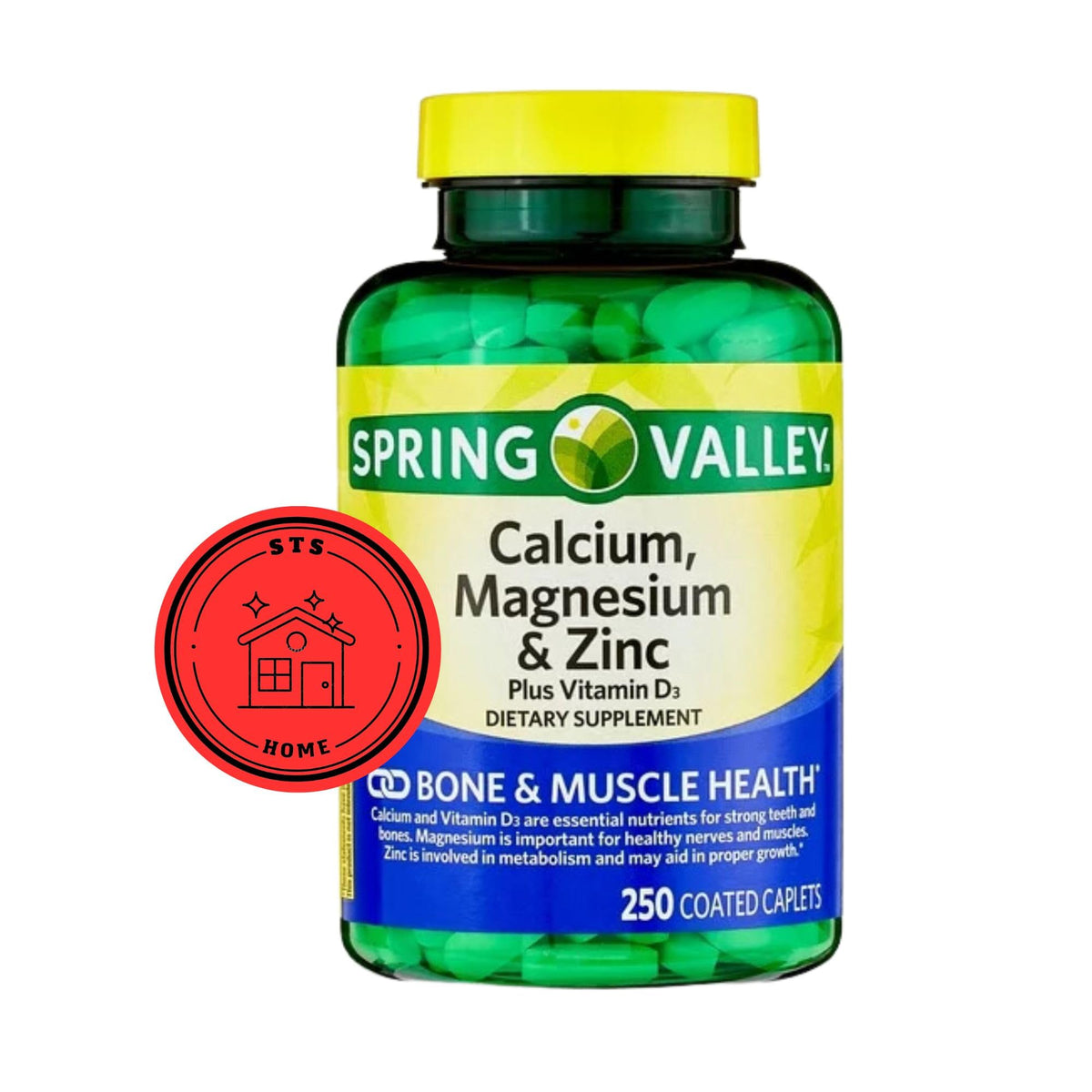 STS Home Calcium Magnesium Zinc with Vitamin D3 front view of packaging