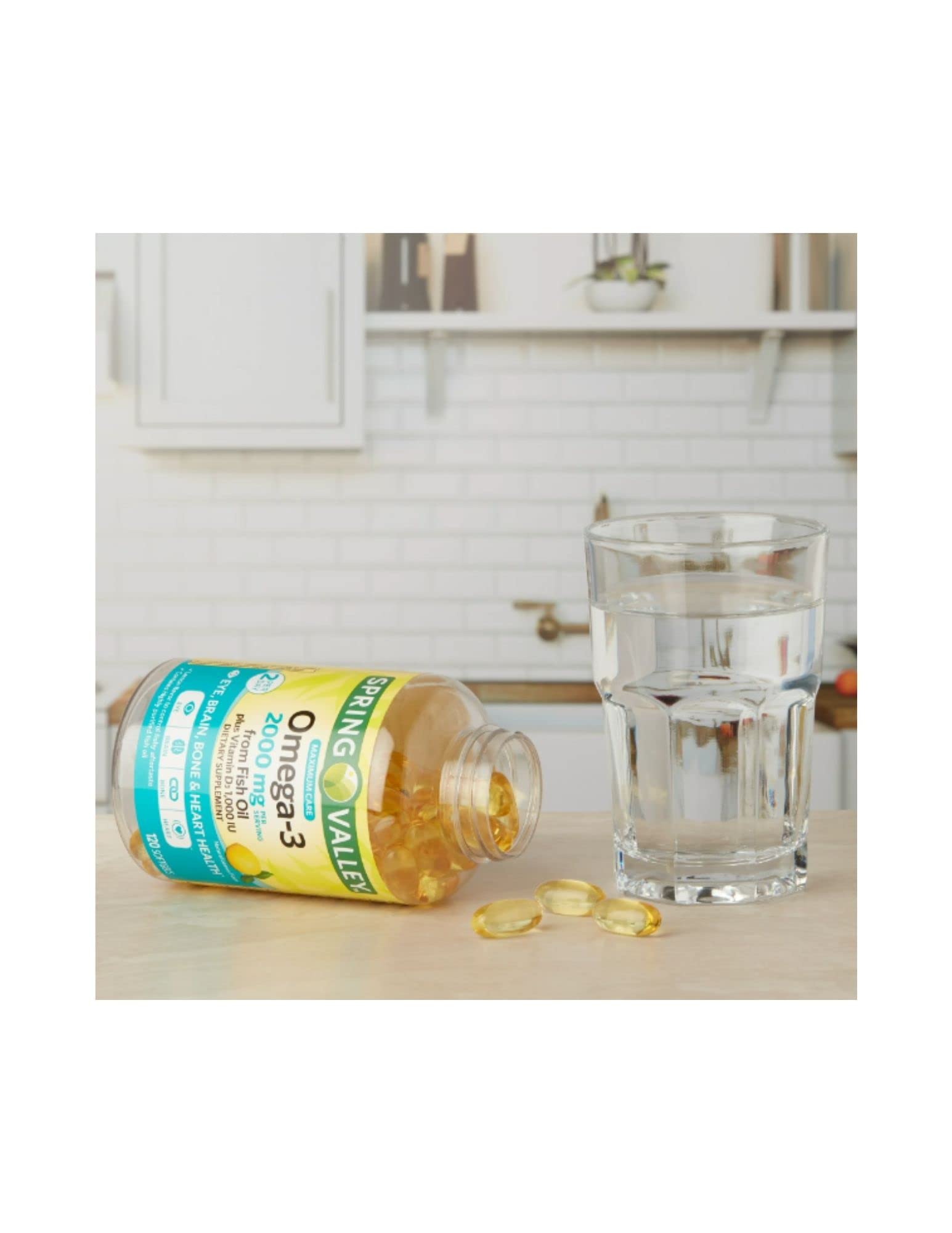 STS Home Omega-3 Fish Oil softgels side view