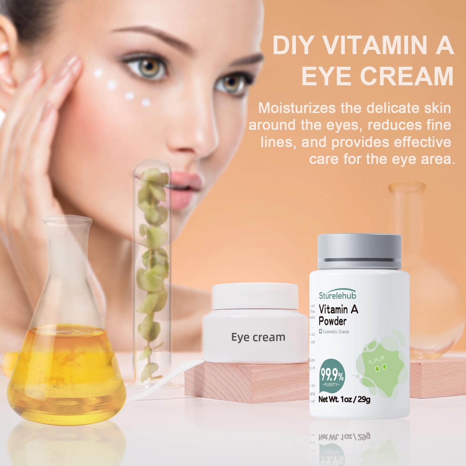 Sturelehub Vitamin A Powder 50g with skincare products