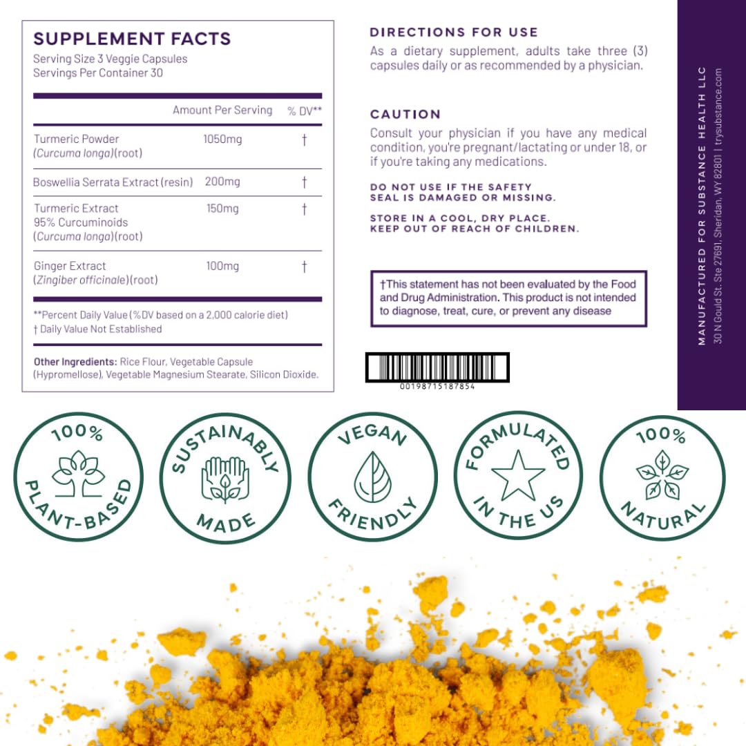 SUBSTANCE Nature's Relief Turmeric Supplement bottle with capsules