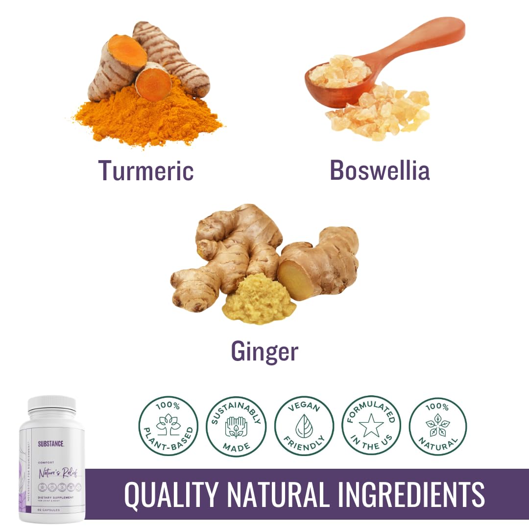 SUBSTANCE Nature's Relief Turmeric Supplement side view