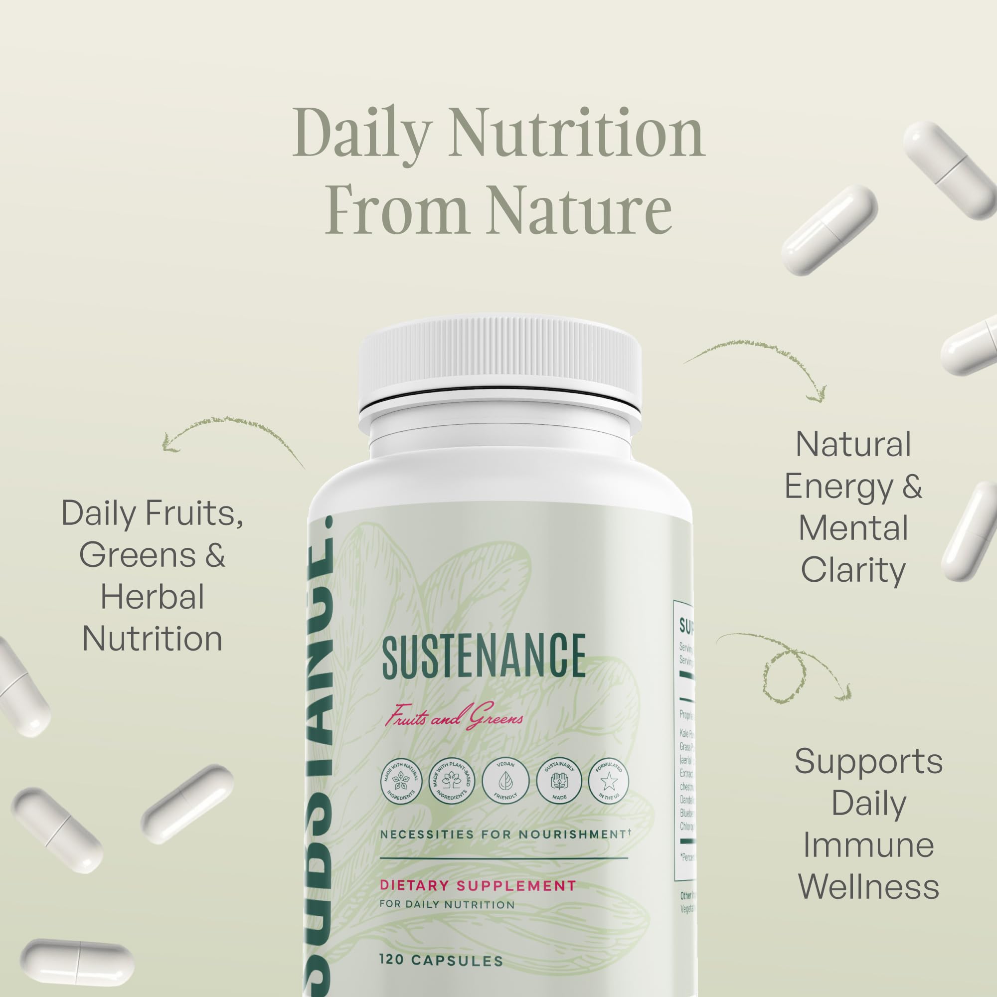 SUBSTANCE. Sustenance Greens Supplement ingredients list