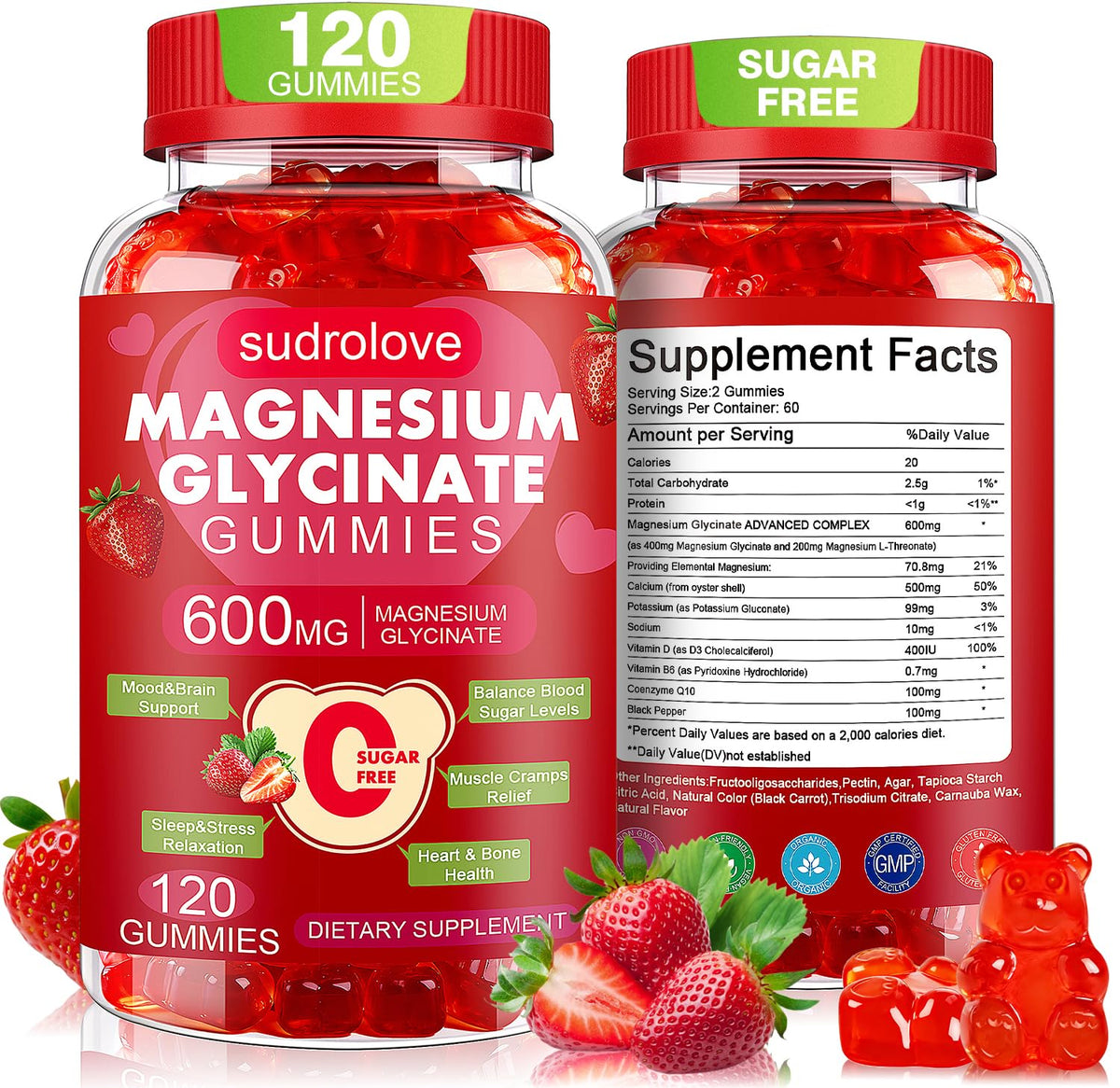 sudrolove Magnesium Glycinate Gummies 600mg front view