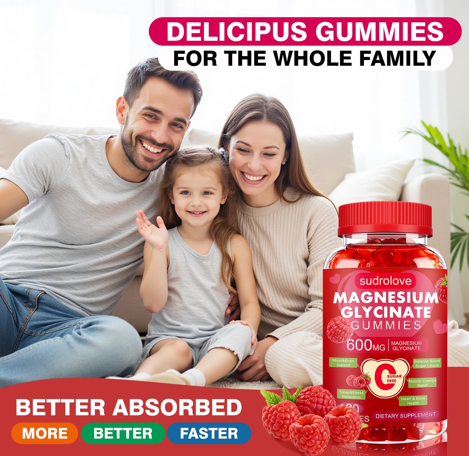 sudrolove Magnesium Glycinate Gummies 600mg in a bowl