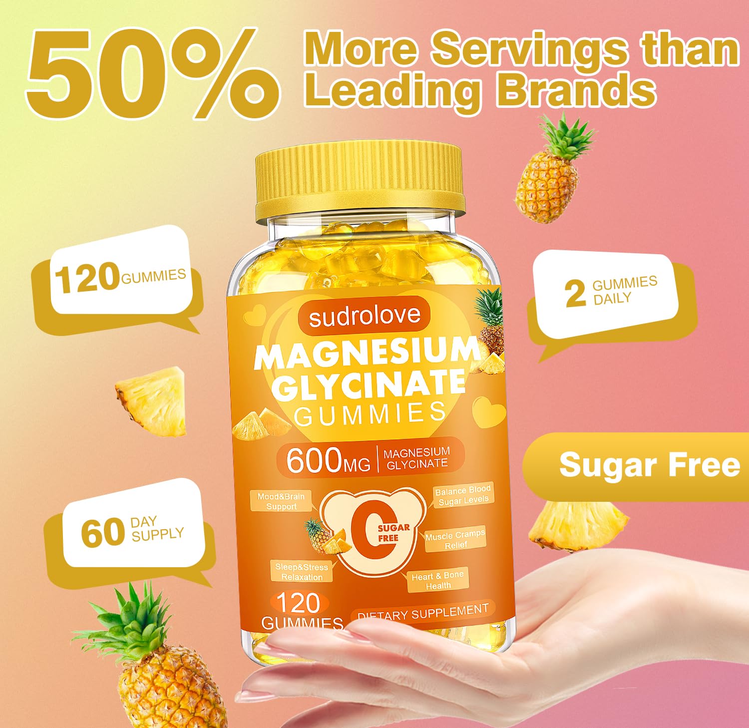 sudrolove Magnesium Glycinate Gummies 600mg ingredients list