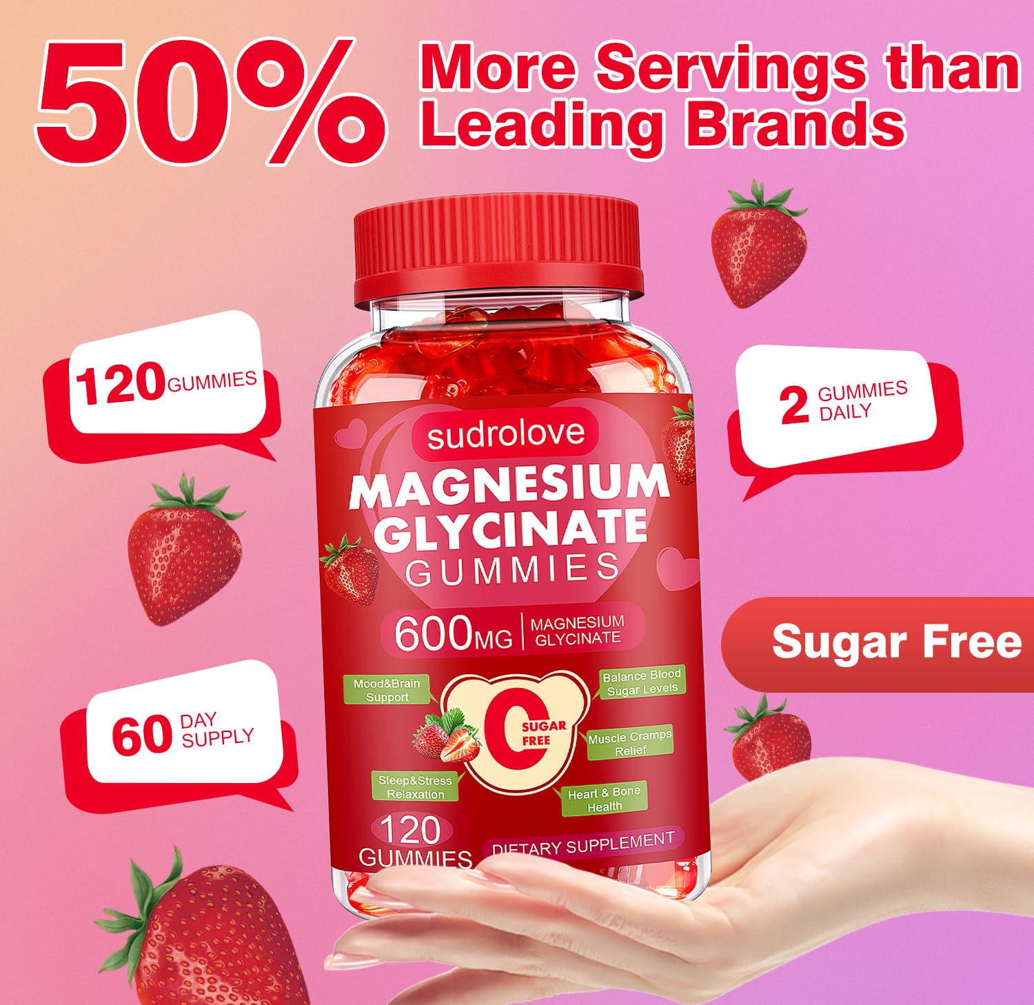 sudrolove Magnesium Glycinate Gummies 600mg serving suggestion