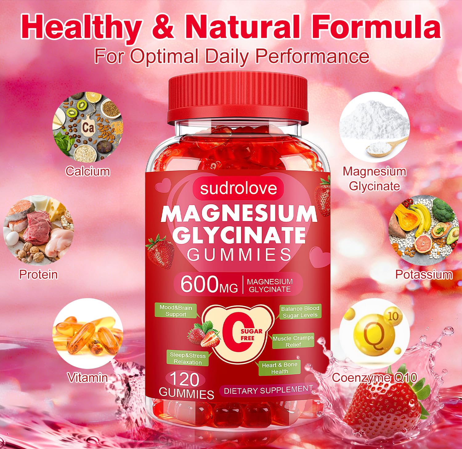 sudrolove Magnesium Glycinate Gummies 600mg side view