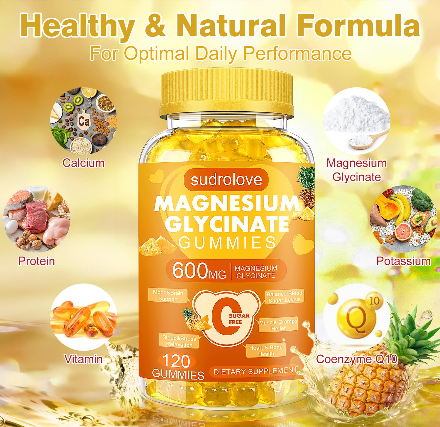sudrolove Magnesium Glycinate Gummies 600mg side view