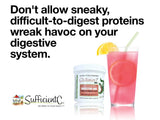 Sufficient-C Multi-Enzymes Supplement 91g on a wooden table