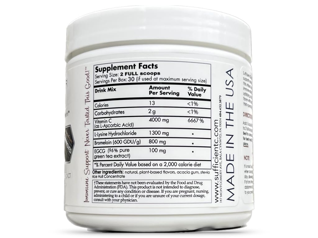 Sufficient-C Vitamin C Drink Mix 250g scoop and powder