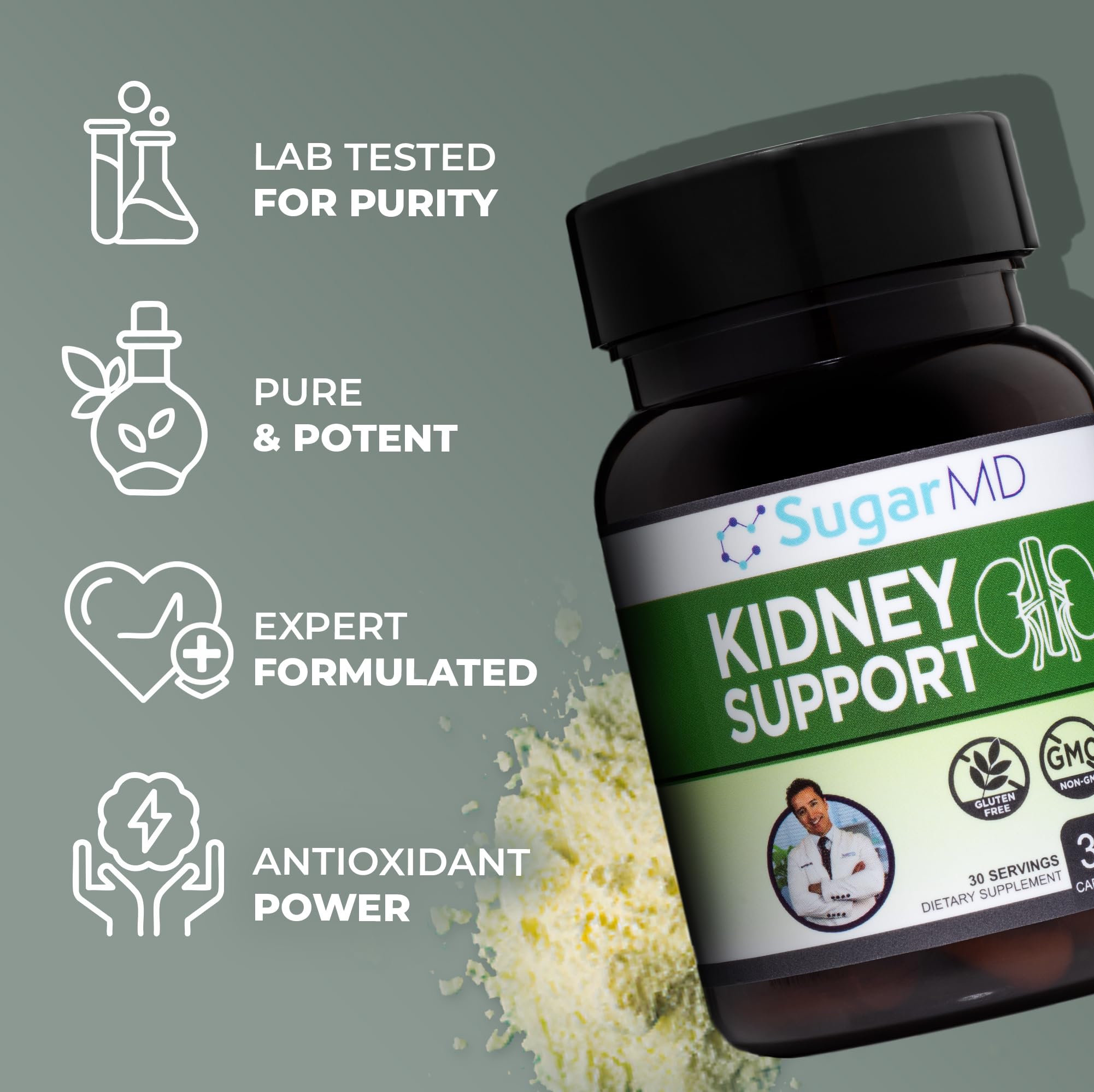 SugarMD Kidney Support Supplement bottle back view
