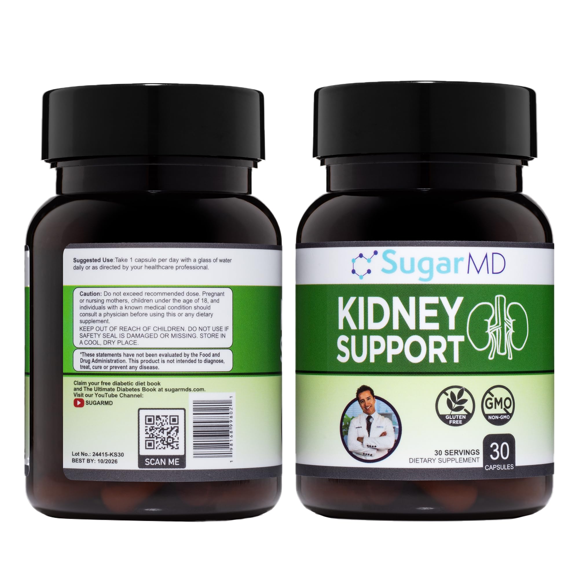 SugarMD Kidney Support Supplement bottle front view