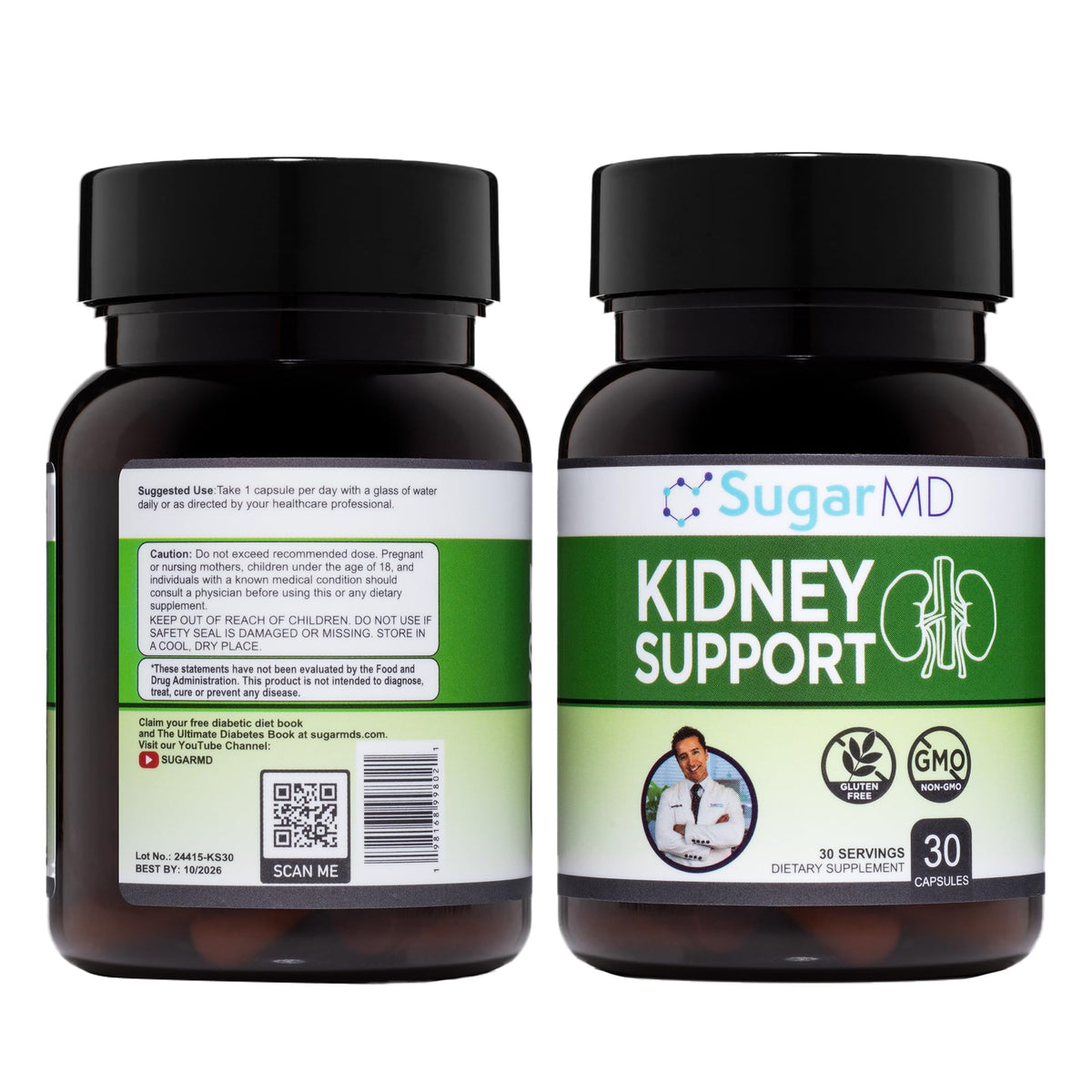 SugarMD Kidney Support Supplement bottle front view