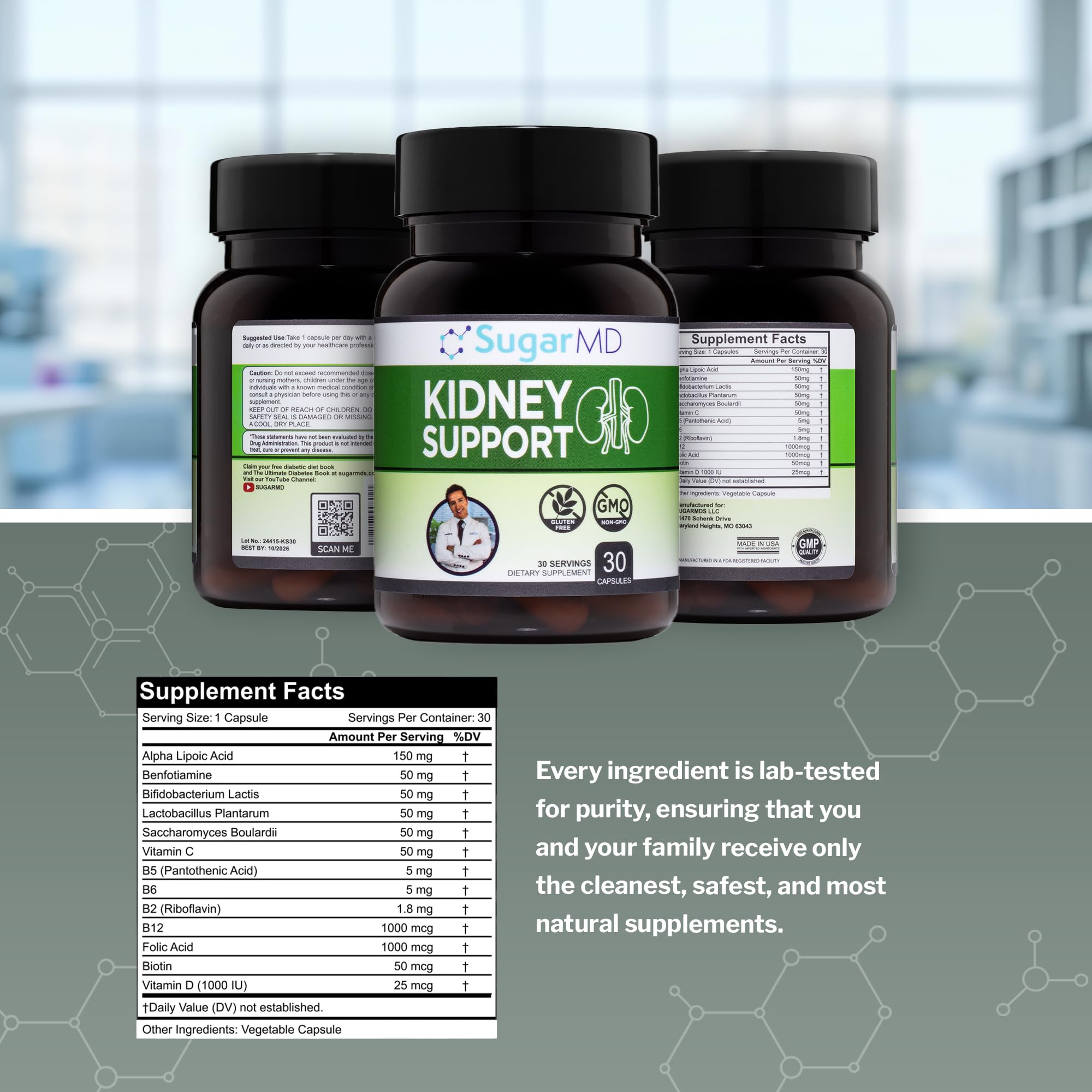 SugarMD Kidney Support Supplement packaging details