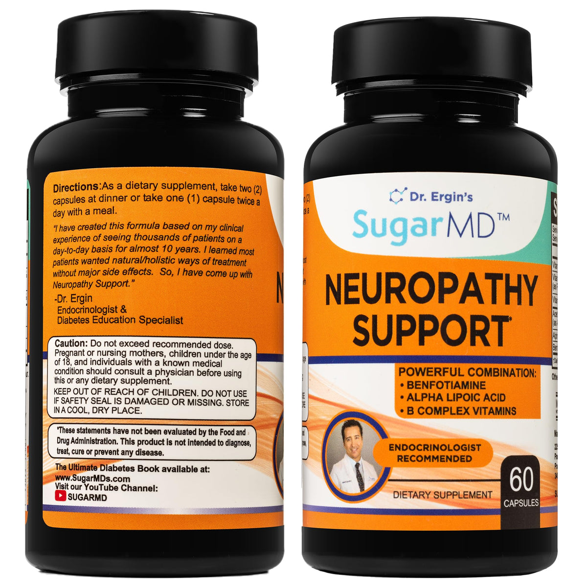 SugarMD Neuropathy Support Supplement bottle front view