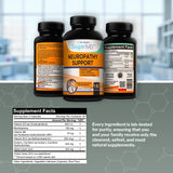 SugarMD Neuropathy Support Supplement on a wooden table