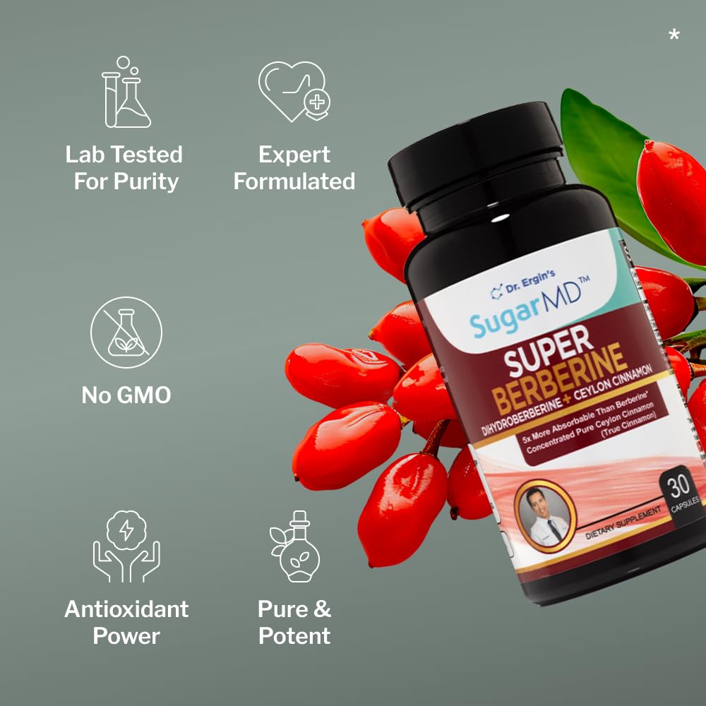 SugarMD Super Berberine with Ceylon Cinnamon label close-up